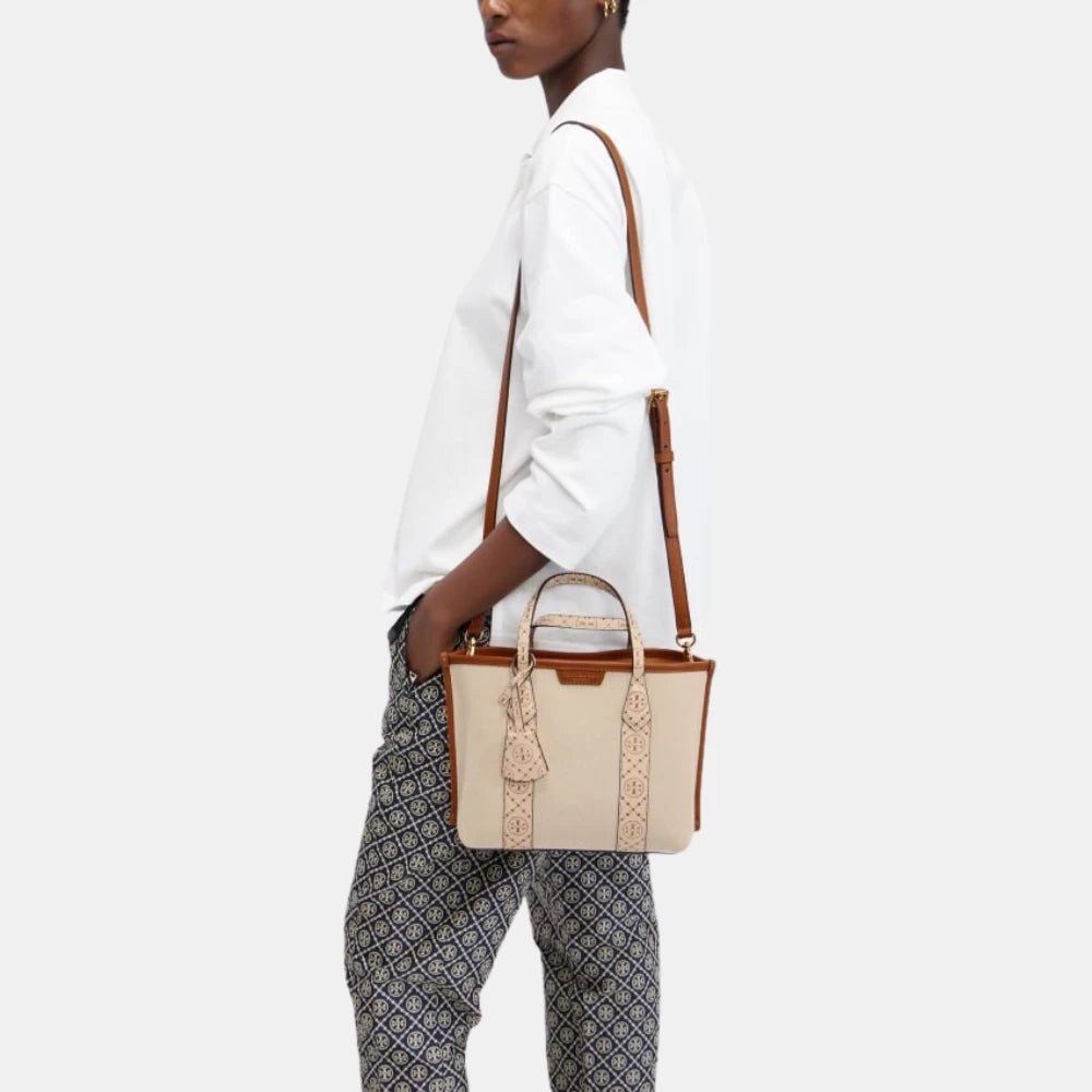 Tory Burch Perry Small Triple - Compartment Tote Bag (New Cream) - DIVA ONLINE STORE