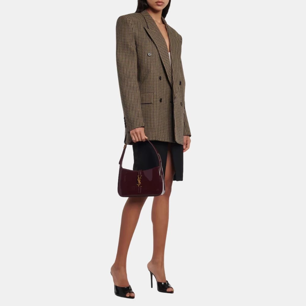 Saint Laurent Le 5 à 7 Shoulder Bag in Patent Leather (Red Wine) - DIVA ONLINE STORE