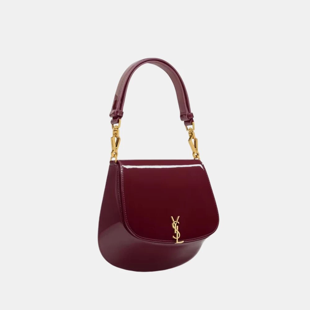 Saint Laurent Voltaire Patent Leather Shoulder Bag (Red Wine) - DIVA ONLINE STORE