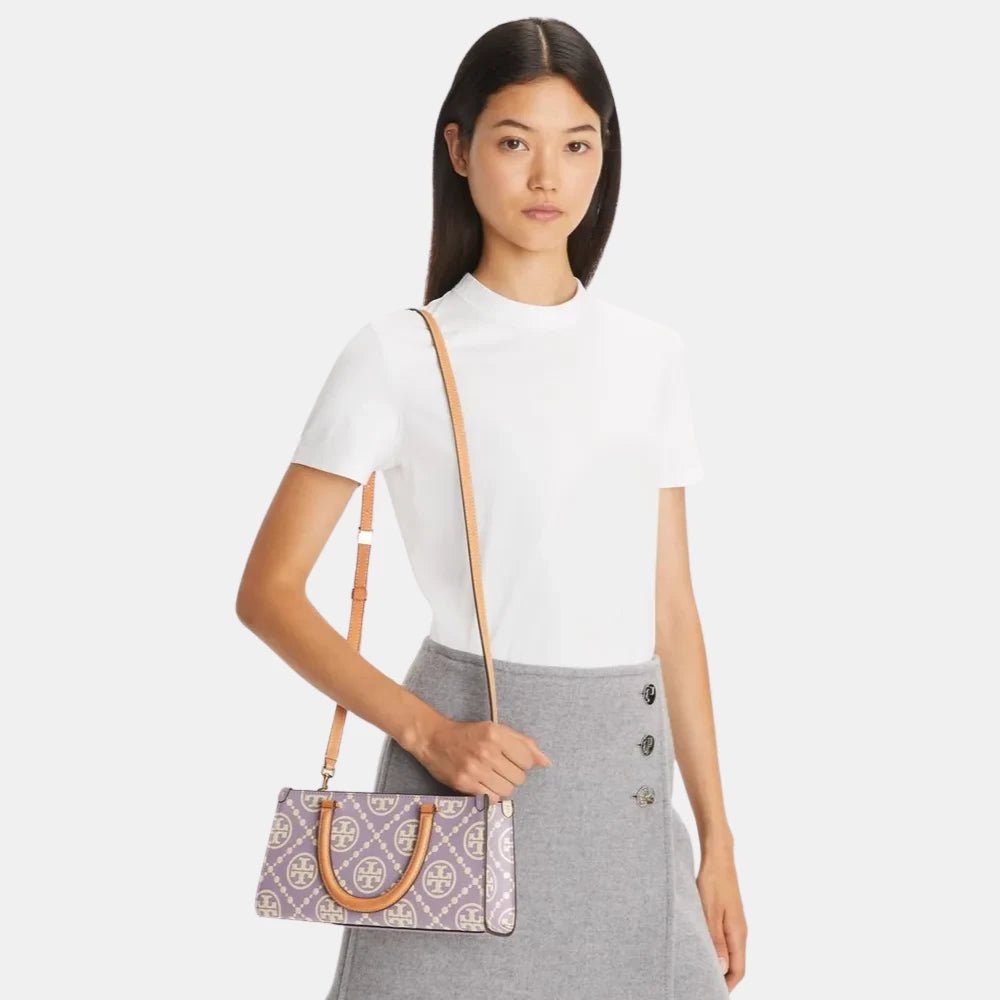 Tory Burch T Monogram Embossed Small Rectangular Tote (Lilac) - DIVA ONLINE STORE