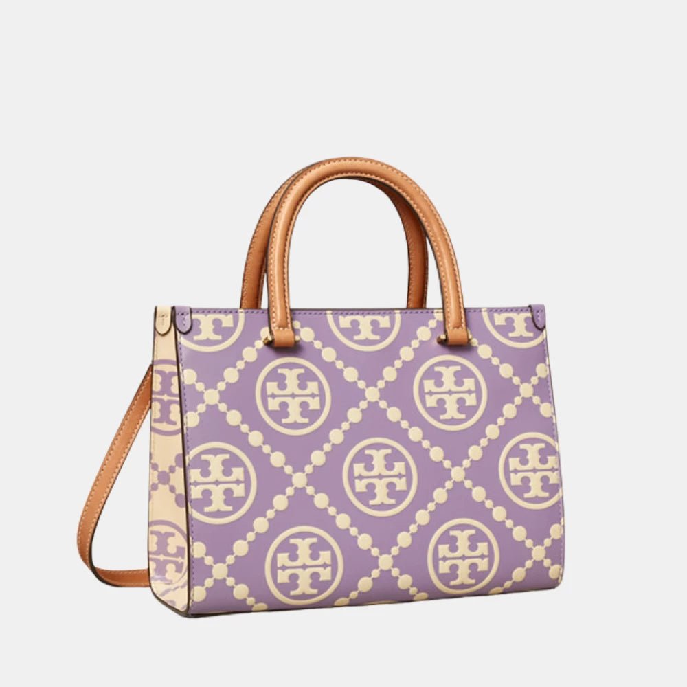 Tory Burch T Monogram Top - Handle Embossed Tote (Lilac) - DIVA ONLINE STORE