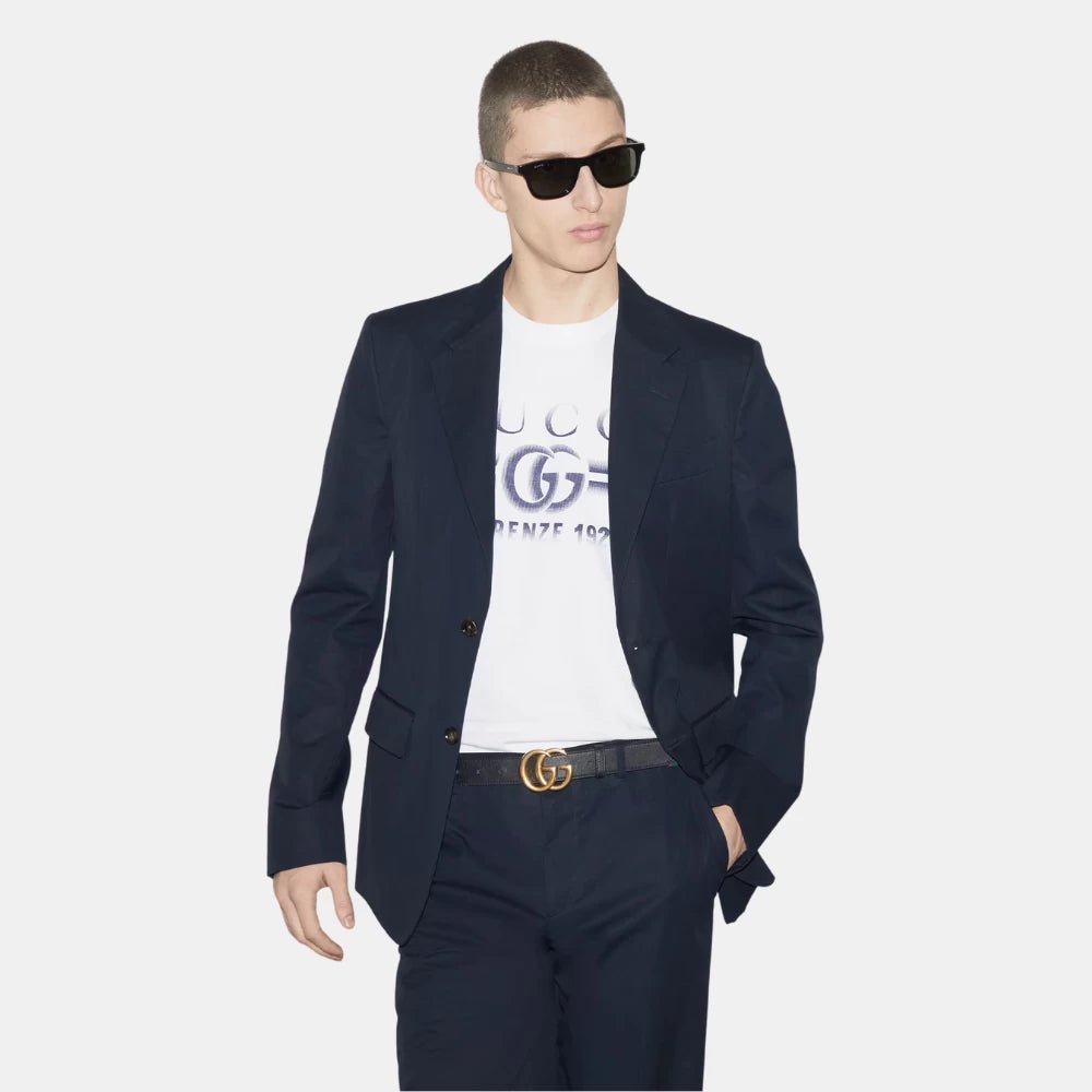 Gucci T-Shirt With Blue Gucci Print - DIVA ONLINE STORE