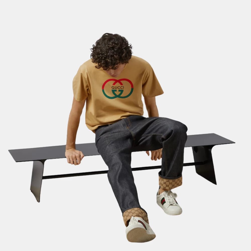 Gucci Camel Printed T-Shirt - DIVA ONLINE STORE