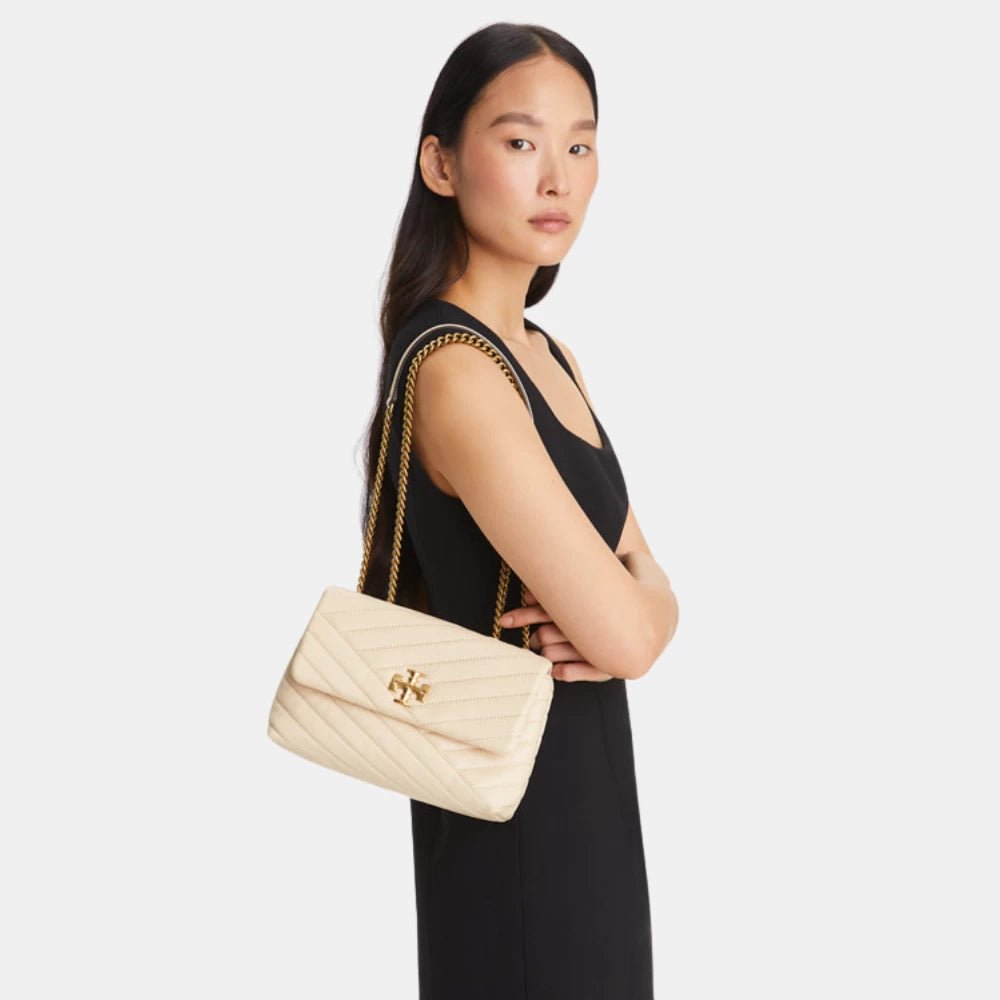 Tory Burch Kira Chevron Small Convertible Handbag (New Cream) - DIVA ONLINE STORE