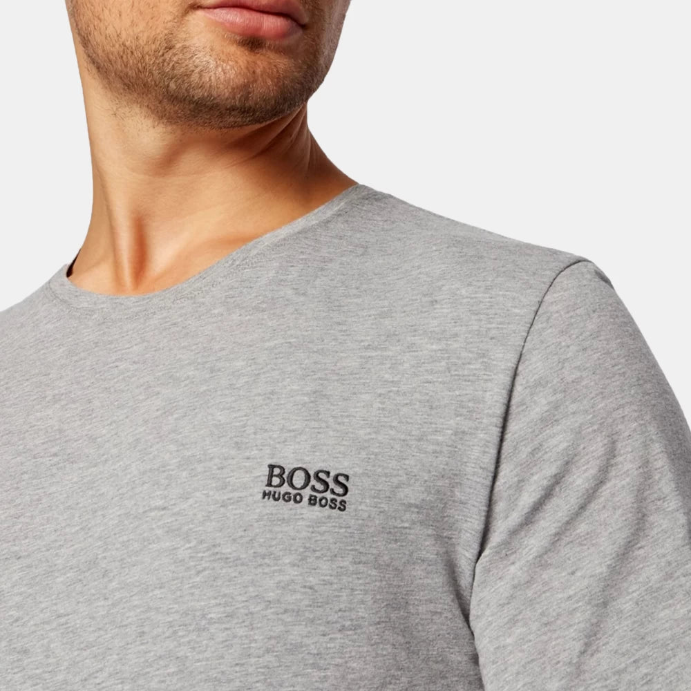 Hugo Boss Grey Logo Embroidered T-Shirt - DIVA ONLINE STORE