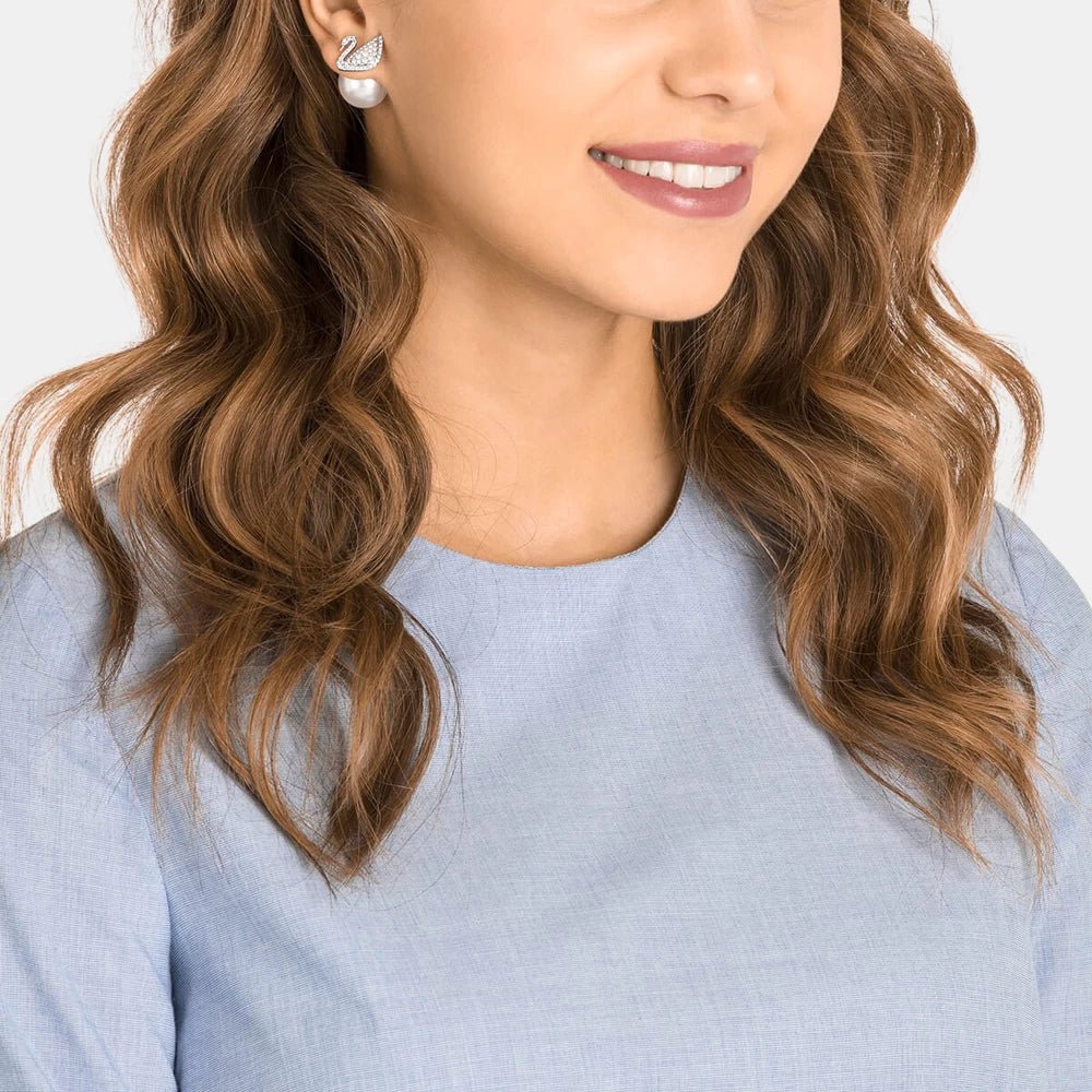 Swarovski Rhodium Iconic Swan Earrings - DIVA ONLINE STORE