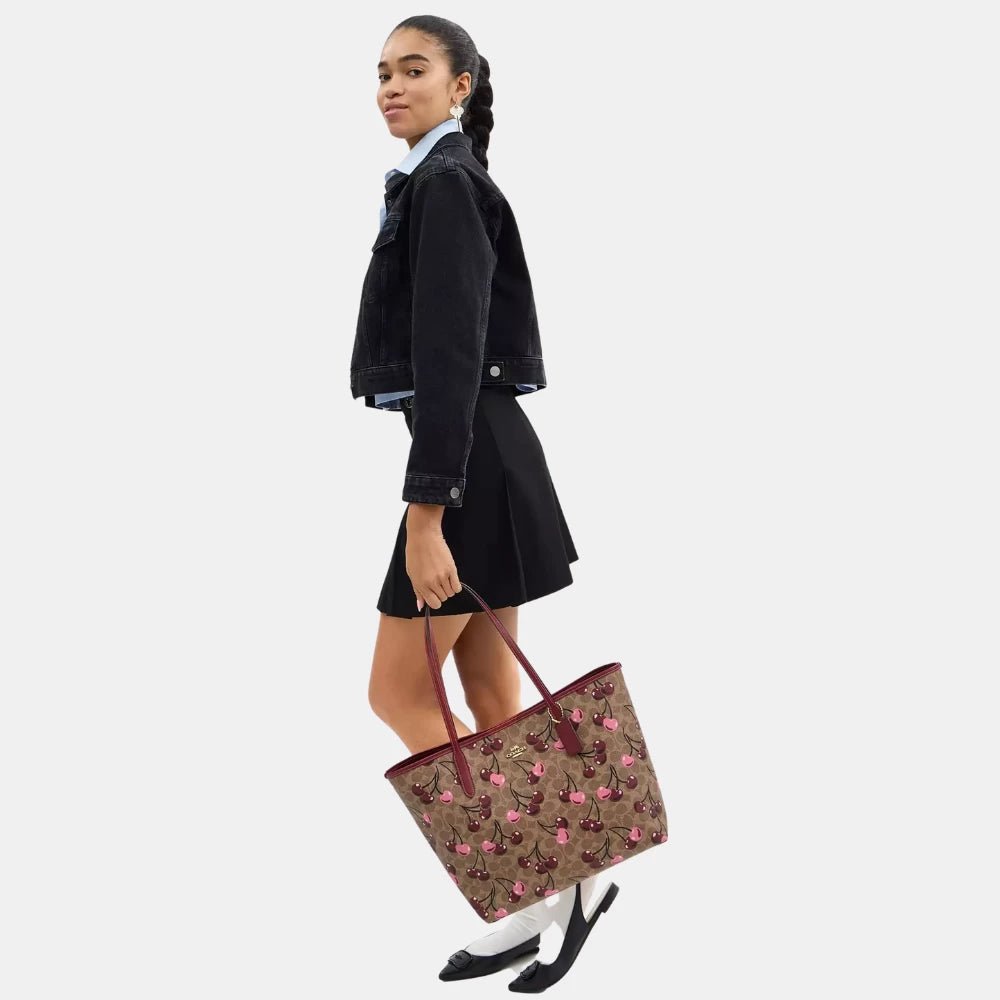 Coach City Tote In Signature Canvas With Cherry Print - DIVA ONLINE STORE
