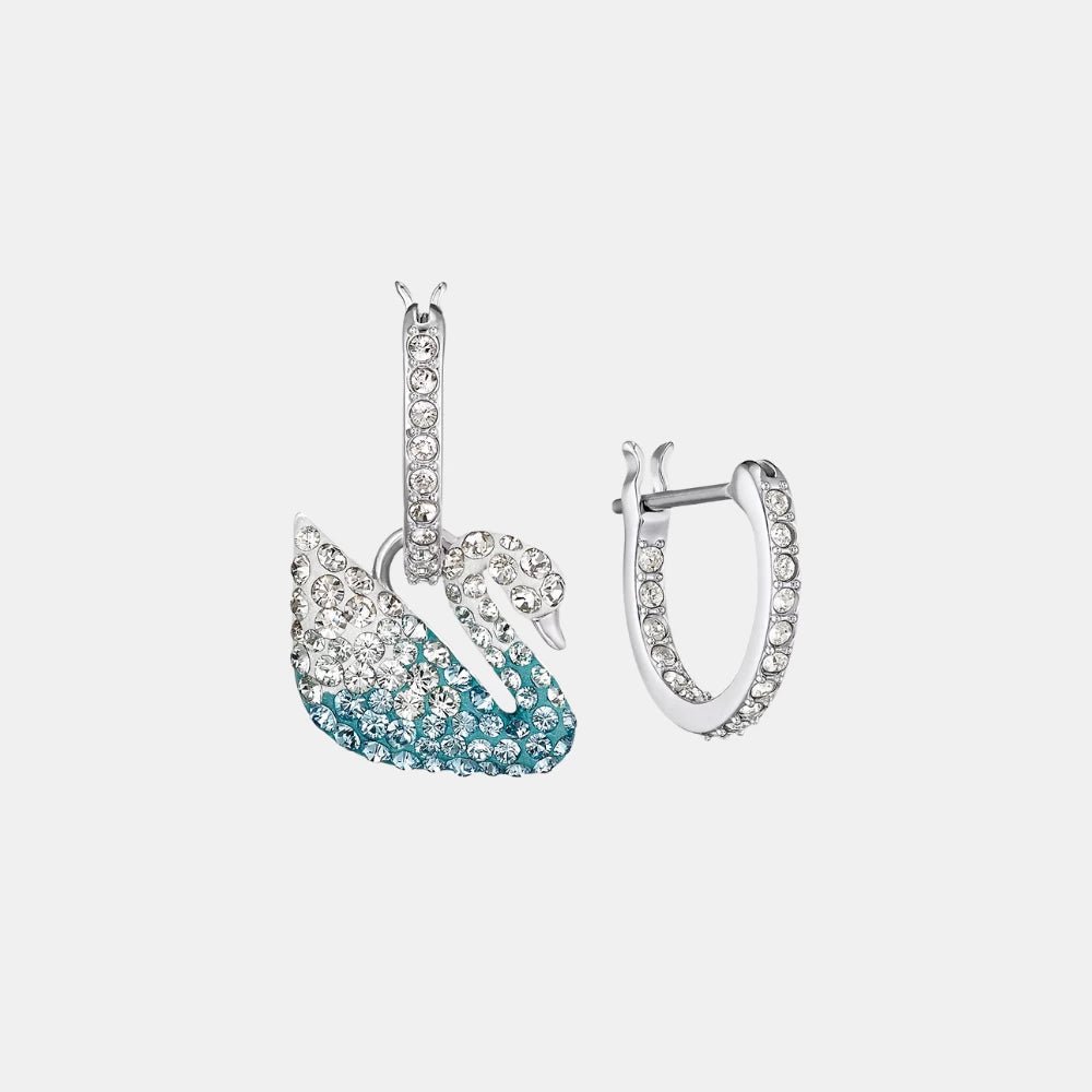 Swarovski Blue Iconic Swan Pierced Earrings - DIVA ONLINE STORE