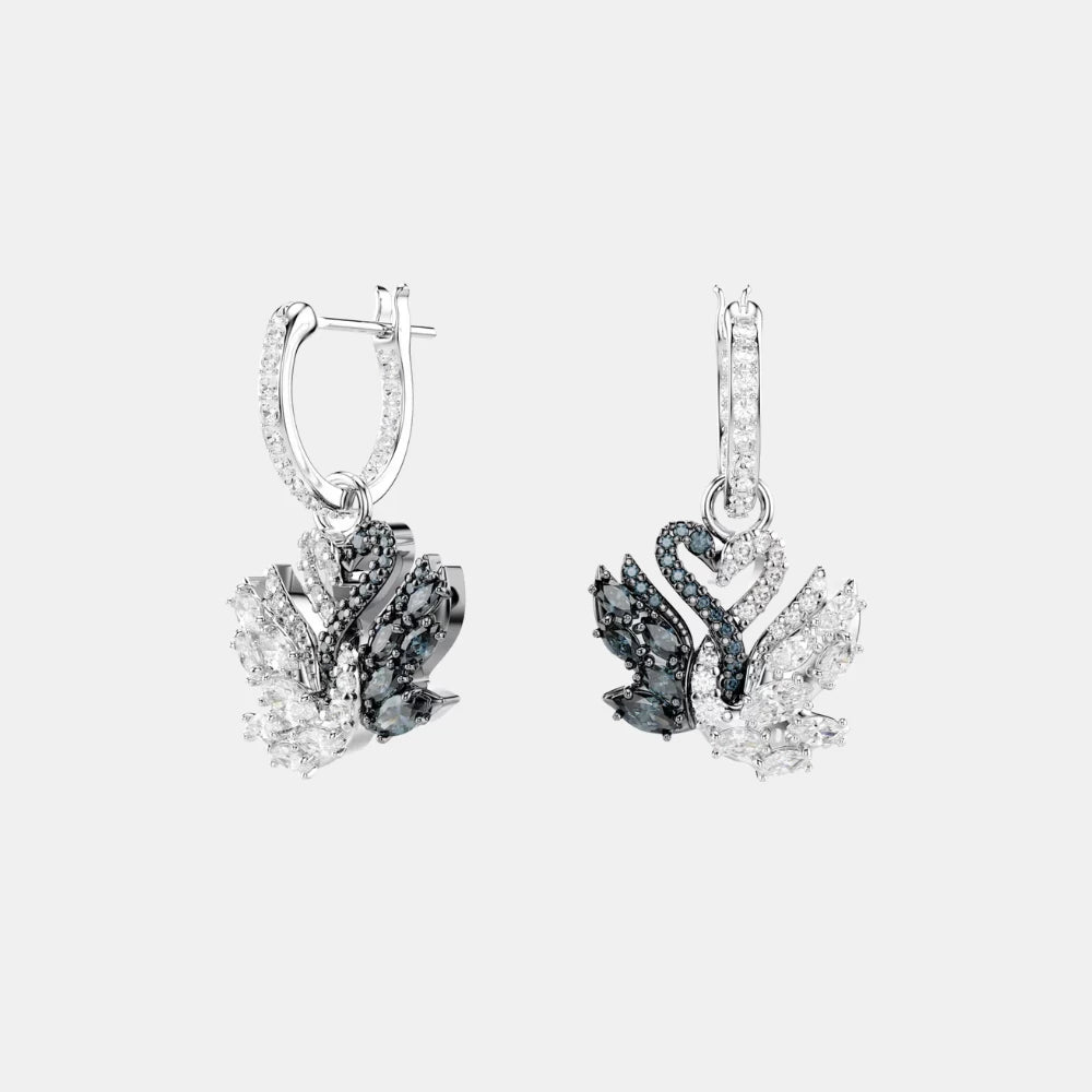 Swarovski Black Zirconia Swan Drop Earrings - DIVA ONLINE STORE