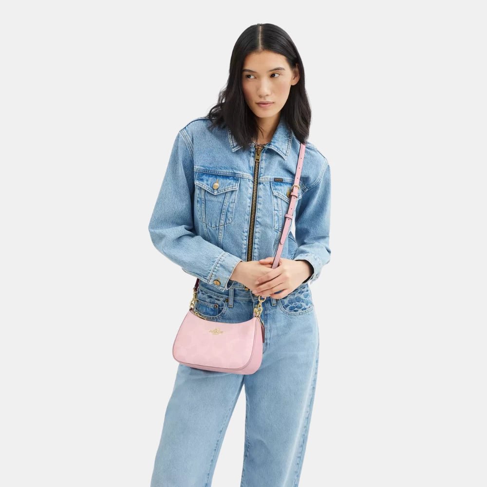 Coach Teri Shoulder Bag In Signature Canvas (Powder Pink) - DIVA ONLINE STORE