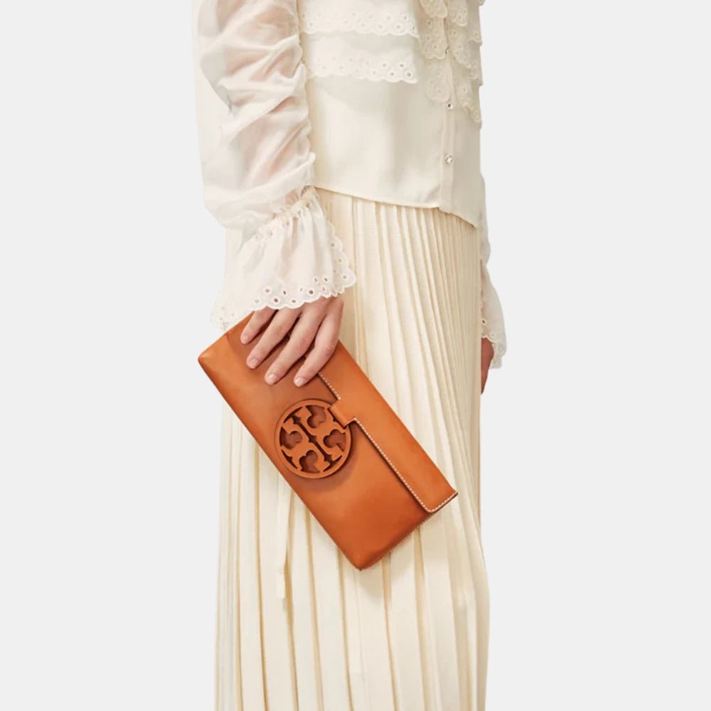 Tory Burch Miller Leather Clutch (Black) - DIVA ONLINE STORE