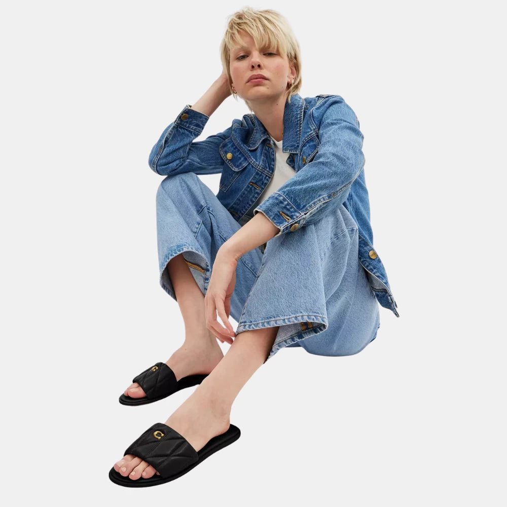 Coach Holly Sandal With Quilting (Black) - DIVA ONLINE STORE