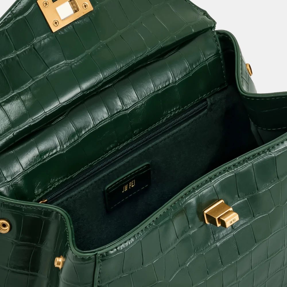 JW Pei Lucia Classic Top Handbag (Green Croc) - DIVA ONLINE STORE