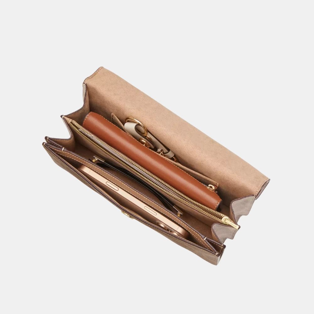 Coach Klare Envelope Crossbody Bag In Blocked Signature Canvas (Sand/Tan) - DIVA ONLINE STORE